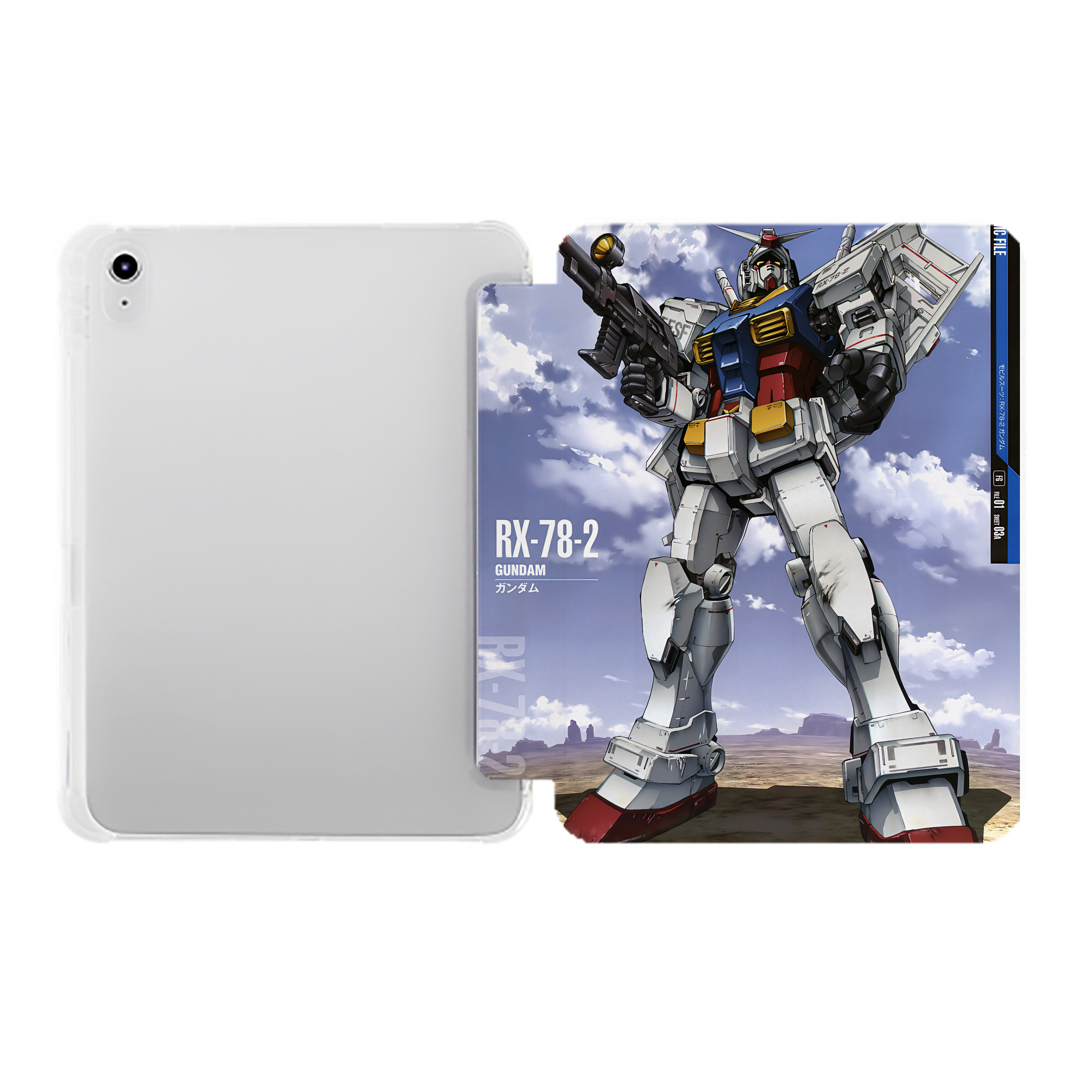 （画像用） 機動戦士ガンダム Mobile Suit Gundam IPad ケース ペン収納付き 三つ折りスタンド PUレザー×シリコン 対応機種9.5/10.5/10.9インチ